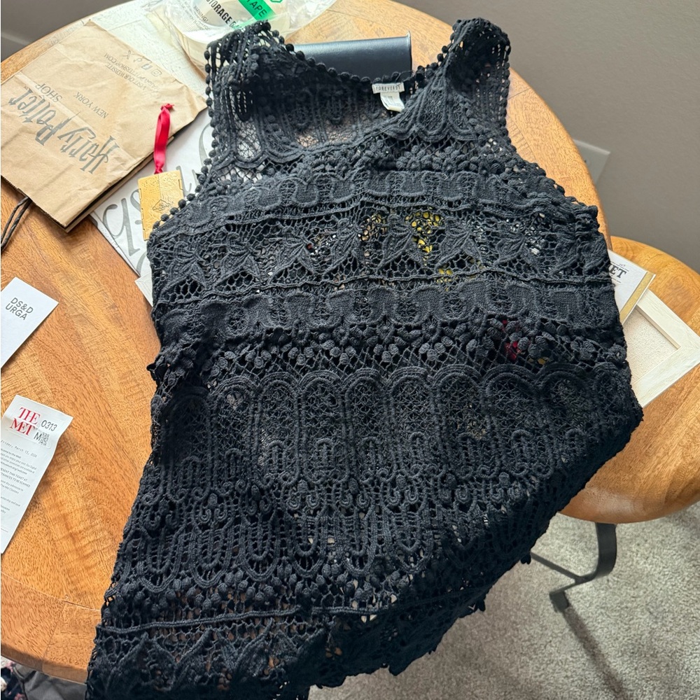 Forever 21 Black Crochet Lace Mini Dress